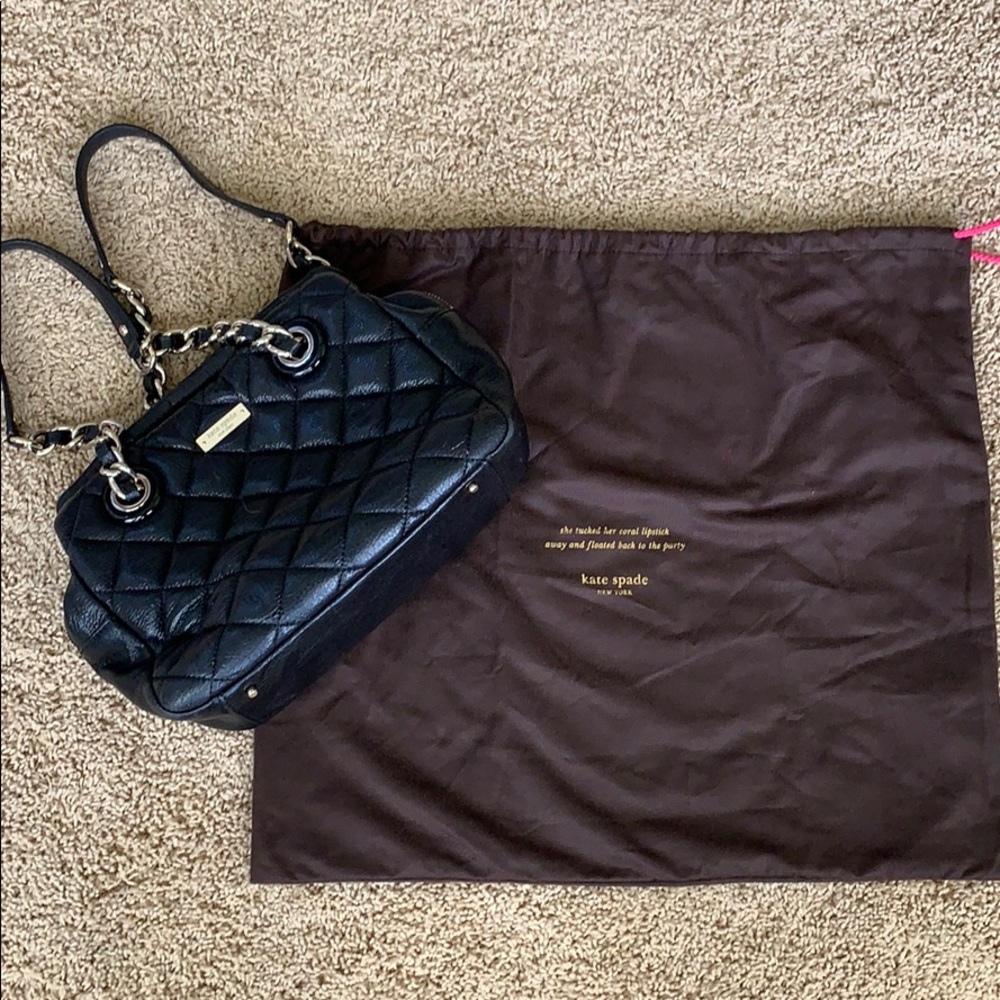 Medium Black Leather Quilted Kate Spade Purse